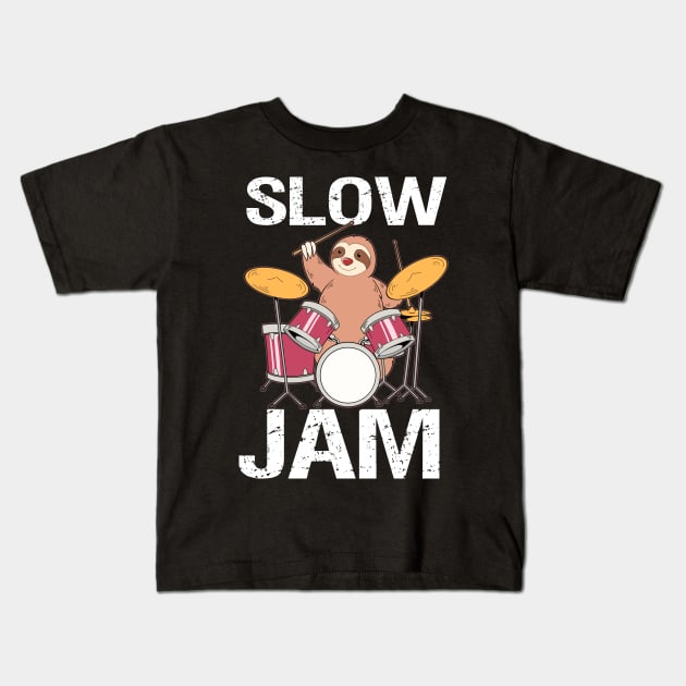 Sloth Drummer Gift Drumming Percussion Kids T-Shirt by Linco